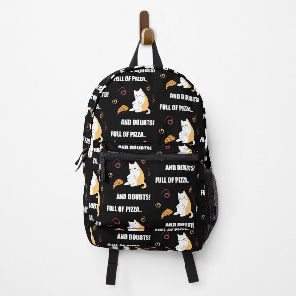 Item preview, Full of pizza and doubts, fat chonky cute cat eating pizza slices a lot white text  designed and sold by SGS-.