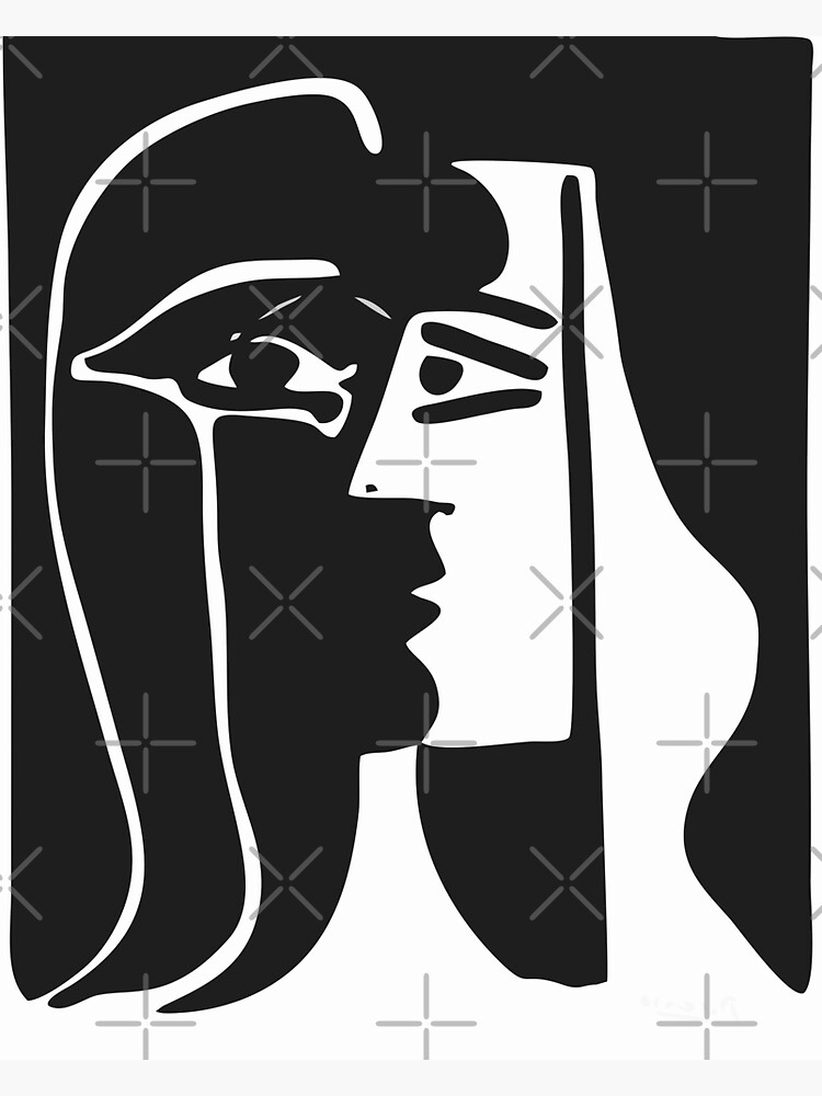 "Black and White Faces VectorArt." Sticker by carlarmes | Redbubble