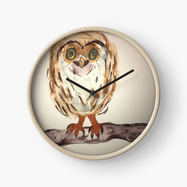 Aquarelle de hibou Horloge