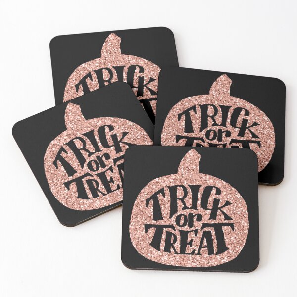 Item preview, Black and Rose Gold Glitter Trick or Treat Pumpkin designed and sold by Alicia Chee.