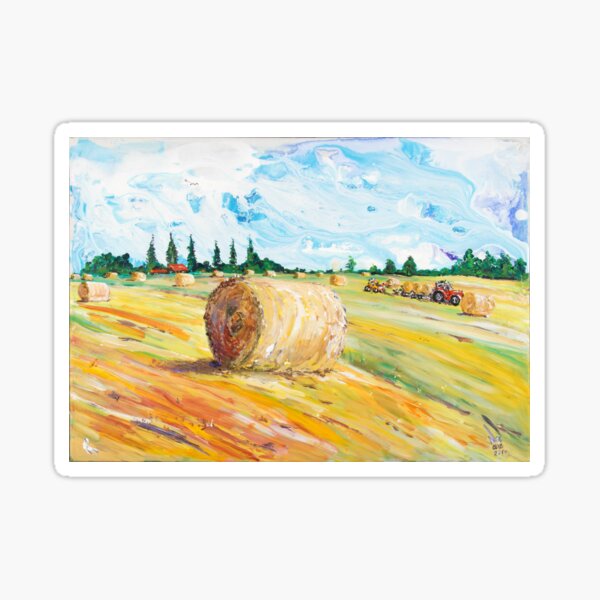 Straw Bales Approaching Coney Weston Sticker