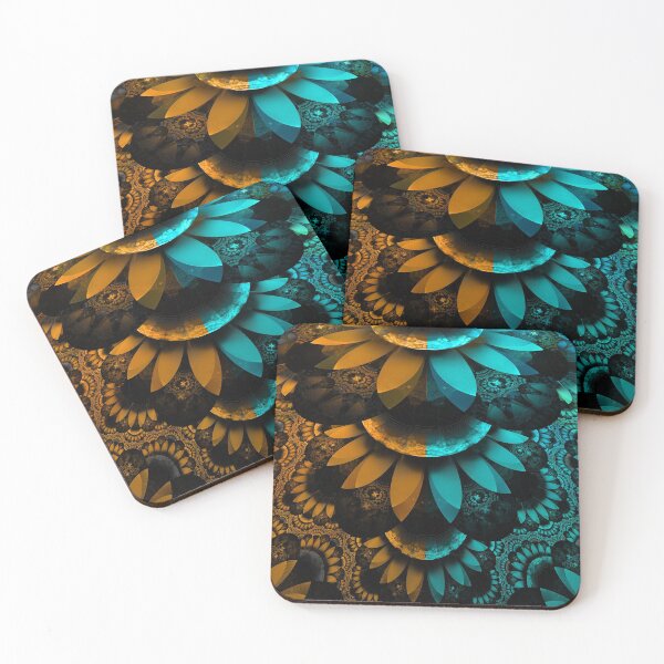 Item preview, Turquoise and Orange Fractal Feather Plumage designed and sold by San Jaya Prime.