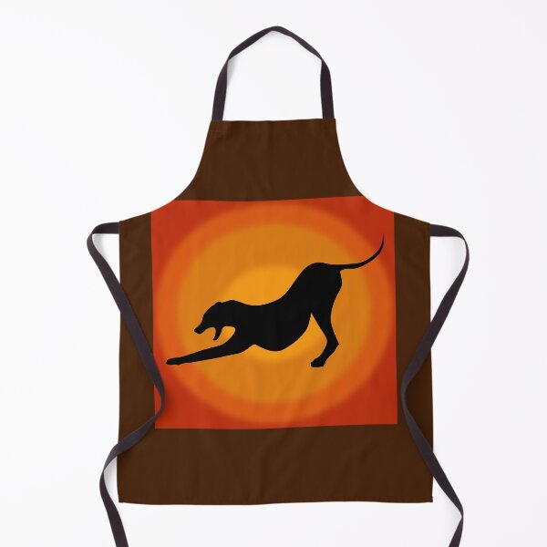 Item preview, Silhouette of a Stretching and Yawning Dog on Orange Background designed and sold by ibadishi.