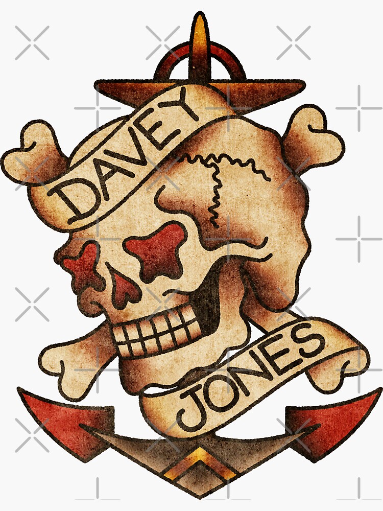 Thumbnail 3 of 3, Sticker, Salty-Dog2 American Traditional Industrial Davey Jones Nautical Skull designed and sold by Salty-Dog2.
