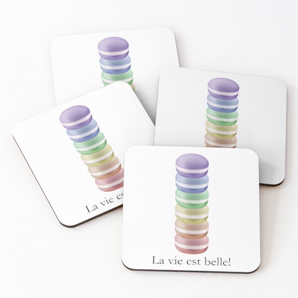 Item preview, Colorful stack of sweet macarons: la vie est belle designed and sold by Happy Puppy Print On Demand.