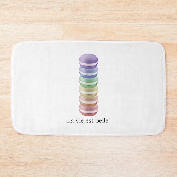 Item preview, Colorful stack of sweet macarons: la vie est belle designed and sold by Happy Puppy Print On Demand.