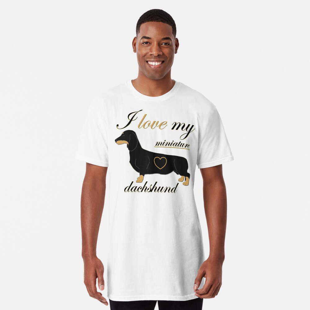 I love my miniature dachshund text with the dog and heart Essential T Shirt for Sale by CiniArt Redbubble