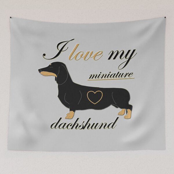 Item preview, I love my miniature dachshund text with the dog and heart designed and sold by CiniArt.