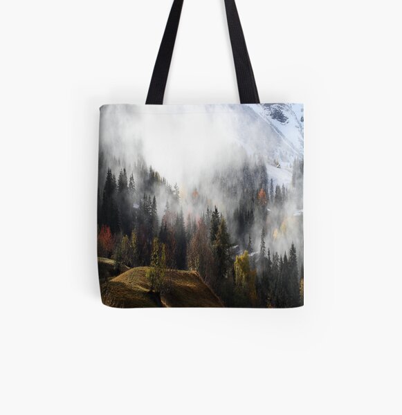 Mountain Fog All Over Print Tote Bag