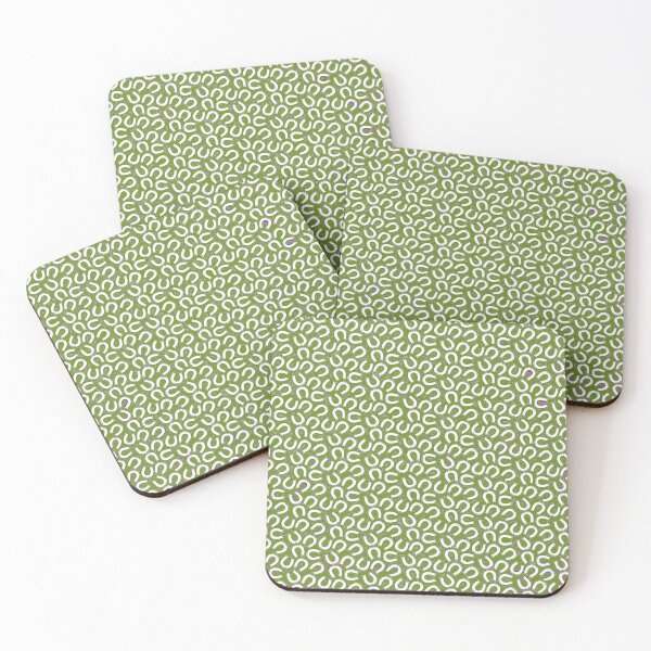 Item preview, White Horseshoes on Olive Drab Green designed and sold by AlteredAtelier.