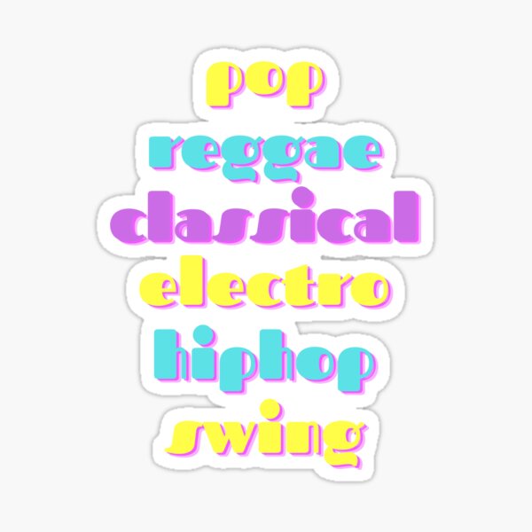 "Love All Music Genres " Sticker by DesignsofNote Redbubble