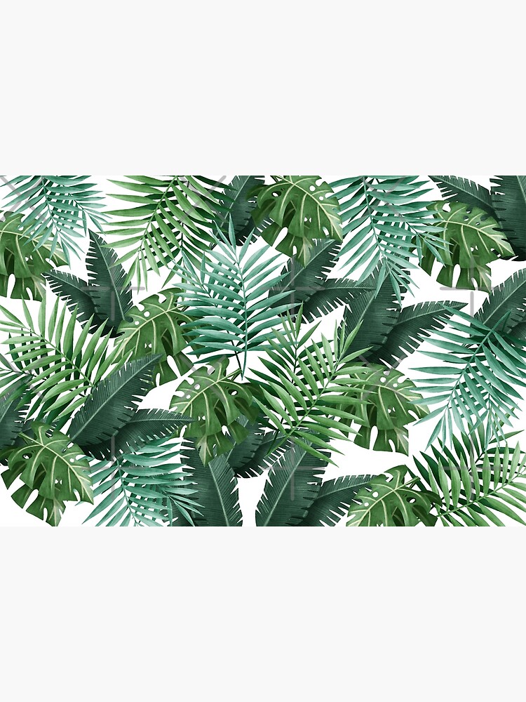 Discover Tropical Pattern Palm Tree Monstera Green Leaves Premium Matte Vertical Poster