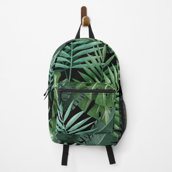Item preview, Tropical Pattern Palm Tree Monstera Green Leaves Black Background designed and sold by SoccaTamam.