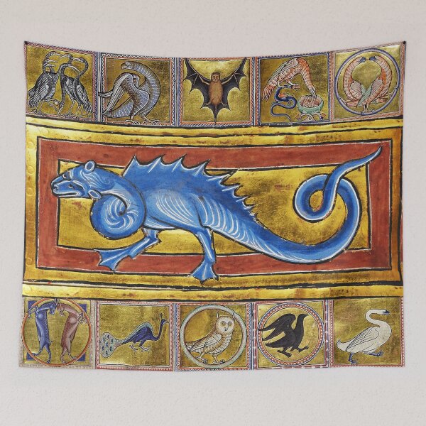 Item preview, MEDIEVAL BESTIARY,SEPS LEGENDARY SNAKE , FANTASTIC ANIMALS IN GOLD RED BLUE COLORS designed and sold by BulganLumini.