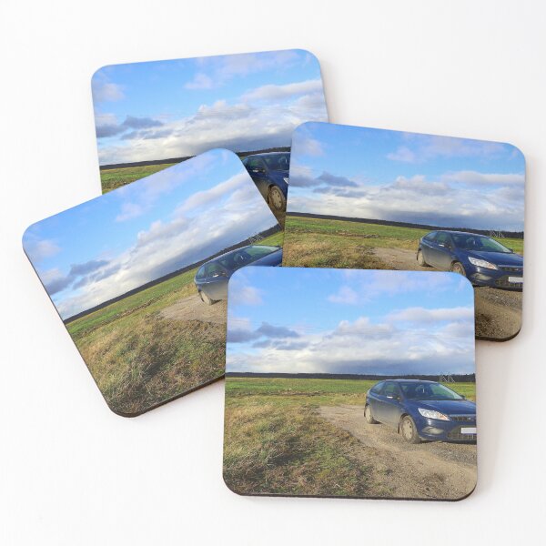 Item preview, Car parked on a dirt road through a field designed and sold by ibwr1.
