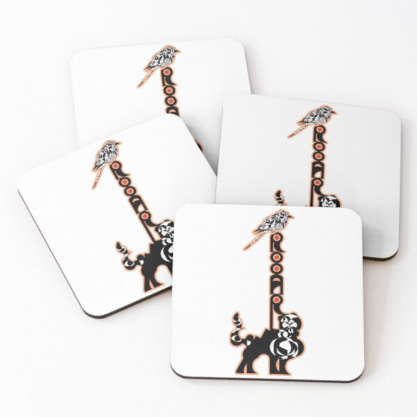Item preview, Companions in Roar v5- Logoart with the word “Rooar” placed vertically on a feline's back and a bird on top decorated inside pink stroke with red filling.  designed and sold by BDLVandFriends.