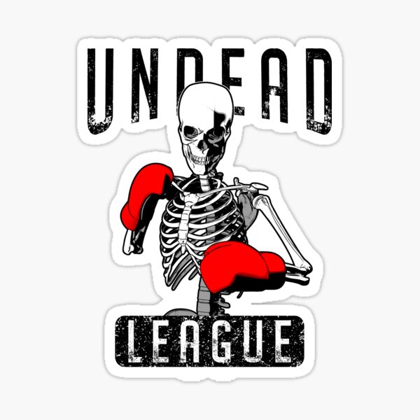"Undead Boxing League Boxer Halloween Zombie Skeleton" Sticker by
