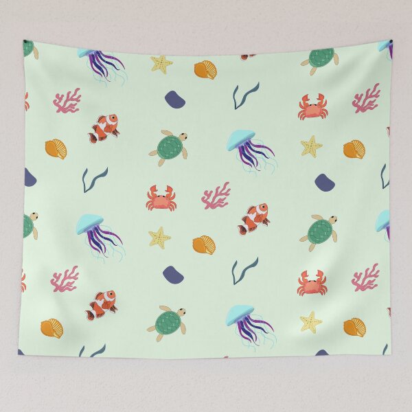 Item preview, ocean Vibes sticker pack pattern, Ocean creatures, Sea life , sea turtle , sea plants , sea shell , fish , jellyfish , rocks , crab , sea stars  designed and sold by SGS-.