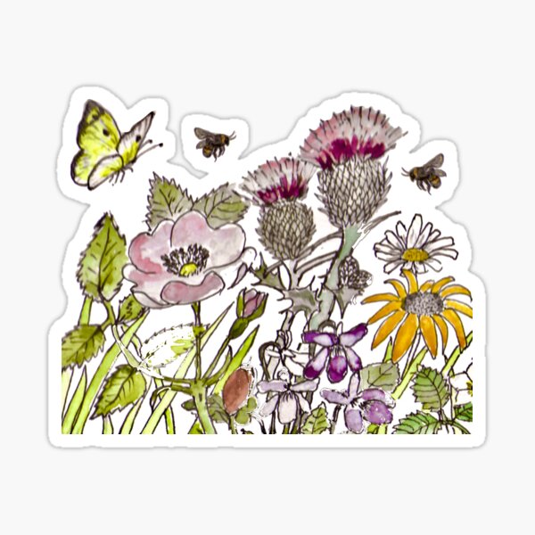 Item preview, English Wildflowers butterfly bees designed and sold by PaulRaynor.