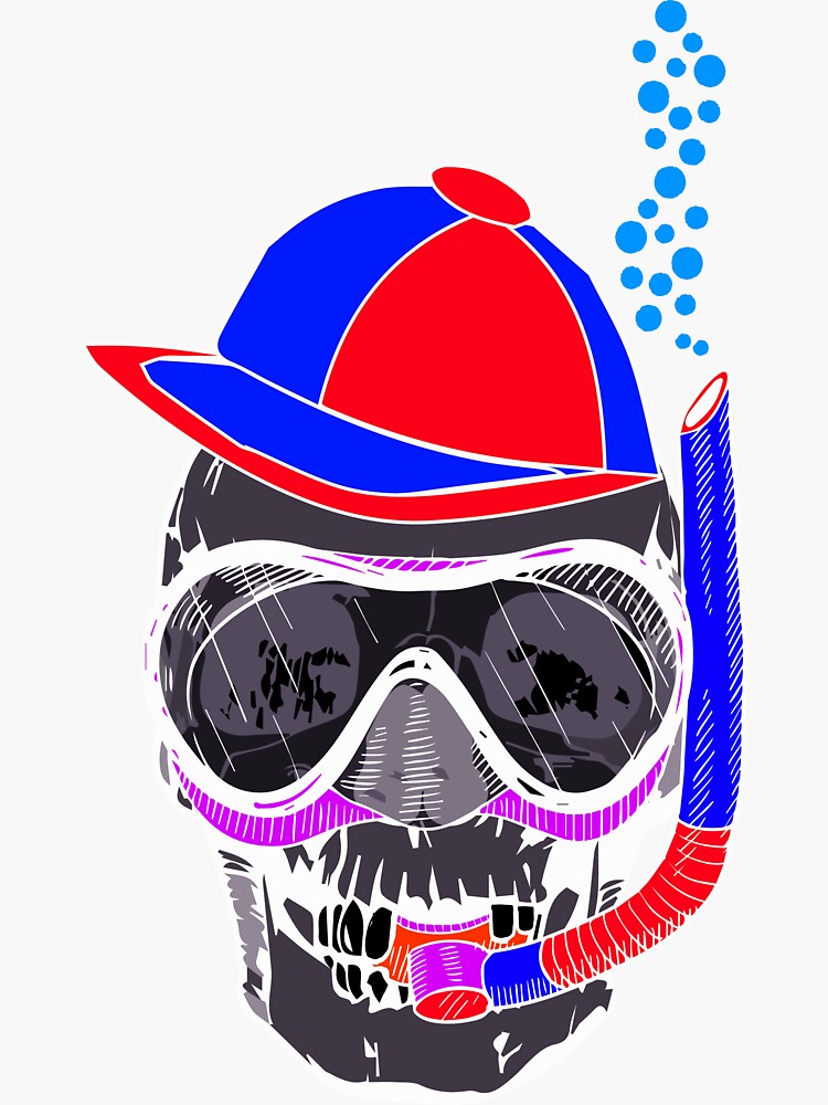 "Skull skull with snorkel and mask" Sticker for Sale by tarek25 Redbubble