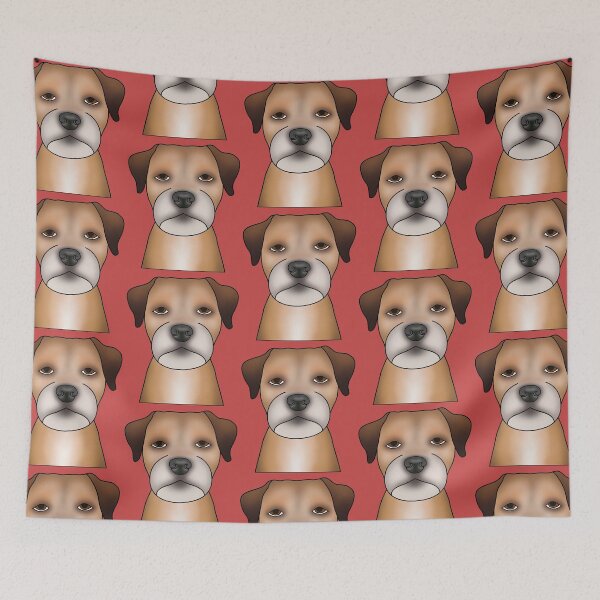 Item preview, Border Terrier Dog - Portrait - Face - Pattern - Red designed and sold by JadeMadeThis.