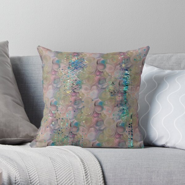 Abstract Painting 090820.1, Dusty Rose Galaxy Over Starry Night  Throw Pillow