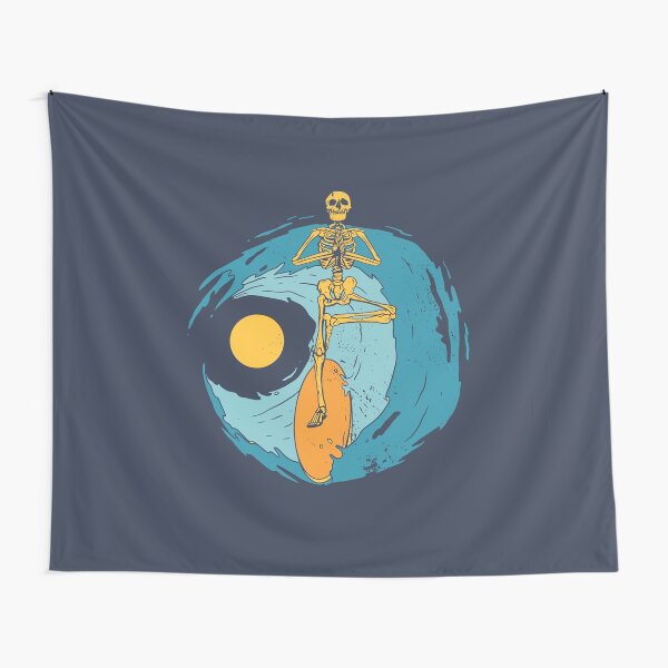 SURFER SKELETON YOGA Tapestry