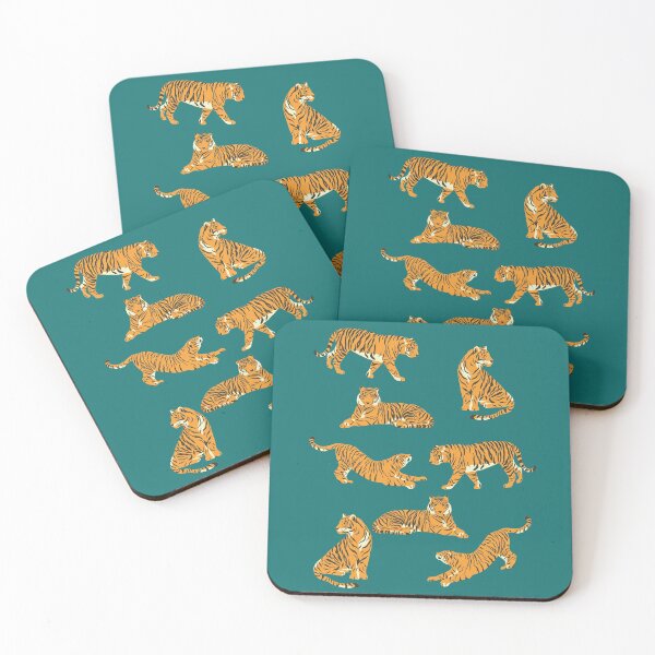 Item preview, Tiger pattern on deep cyan designed and sold by VioletStudio.