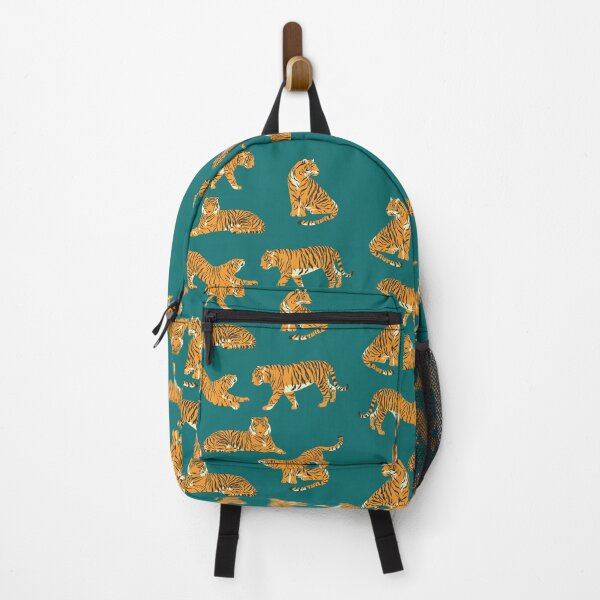 Item preview, Tiger pattern on deep cyan designed and sold by VioletStudio.