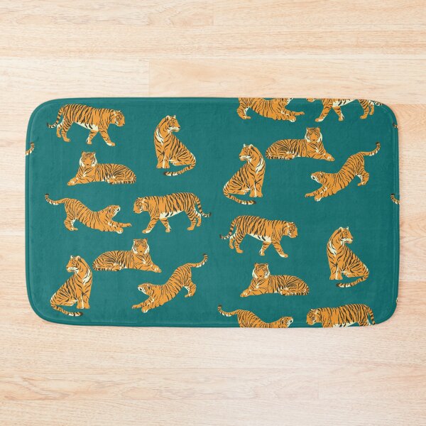 Item preview, Tiger pattern on deep cyan designed and sold by VioletStudio.