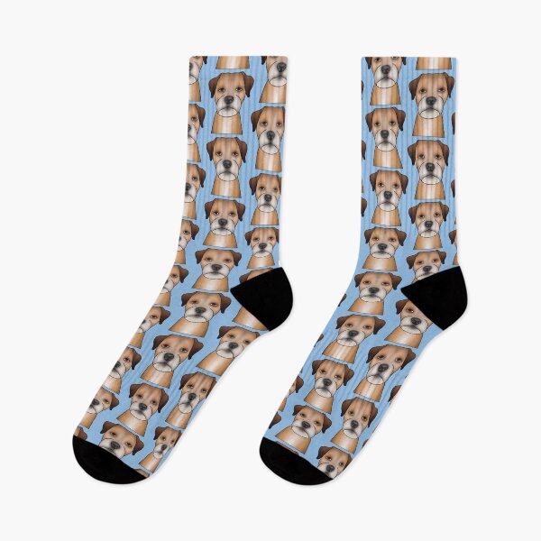 Item preview, Border Terrier Dog - Portrait - Face - Pattern - Blue designed and sold by JadeMadeThis.
