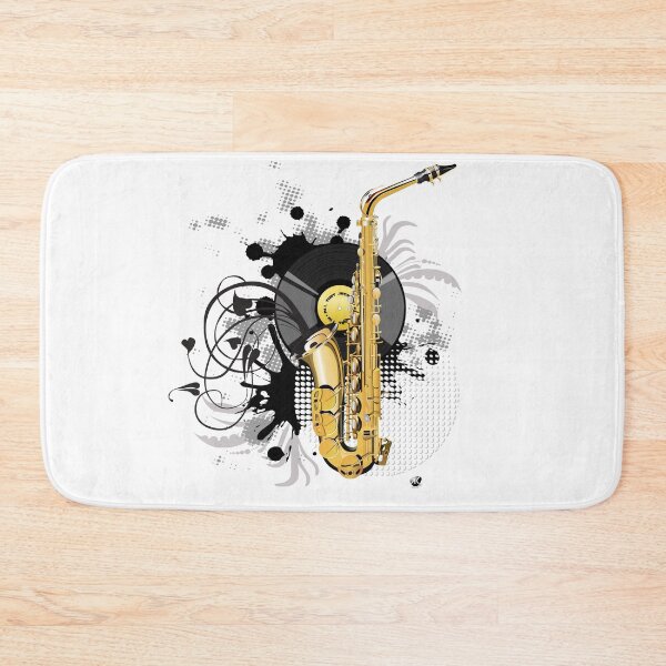 Item preview, Saxophone and vinyl record illustration with inscription designed and sold by Alexandra Kueny.