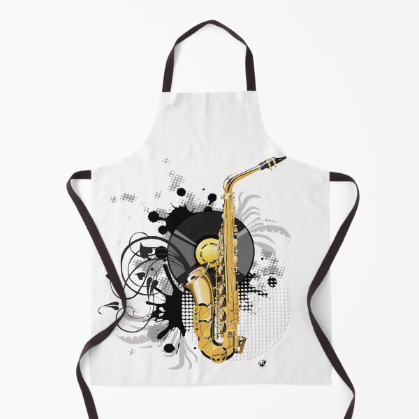 Item preview, Saxophone and vinyl record illustration with inscription designed and sold by Alexandra Kueny.