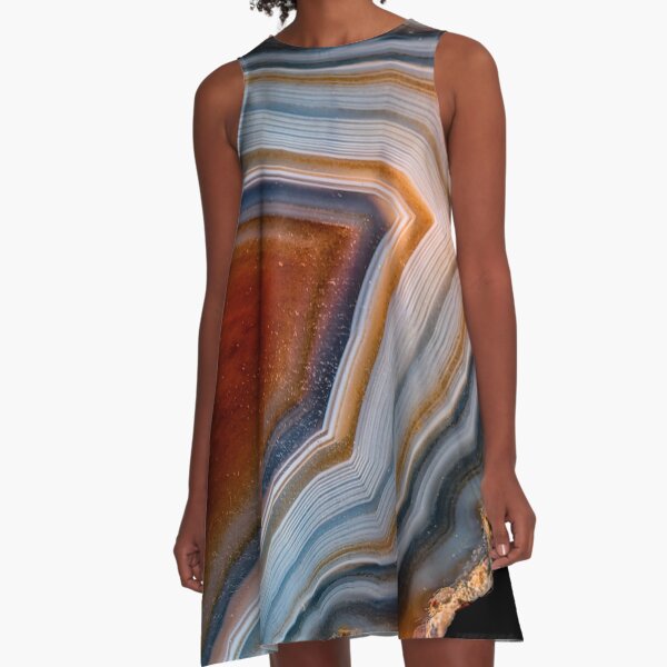 Layered agate geode 3163 A-Line Dress
