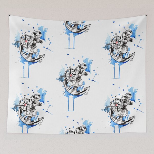 Item preview, Nautical Anchor and Compass designed and sold by MenagerieMayhem.