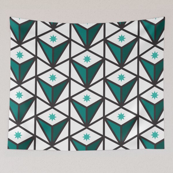Item preview, Reverse Pyramid Star Pattern – Teal designed and sold by RoguePatterns.