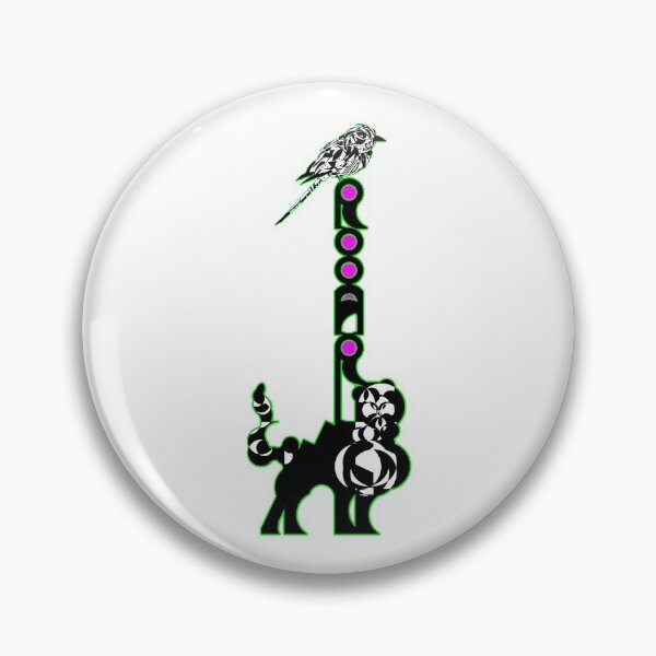 Item preview, Companions in Roar (Thin Stroke) V2.6- Logoart with the word “Rooar” placed vertically on a feline's back and a bird on top decorated inside Green stroke with Purple filling.  designed and sold by BDLVandFriends.