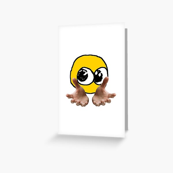 Hands Grabbing Meme Screen Reaching Cursed Emoji Greeting Card By Awbult Redbubble