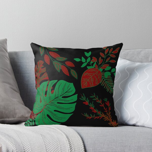 Item preview, Green/red floral autumn/fall leaves decorative patterns.  designed and sold by mpandam.