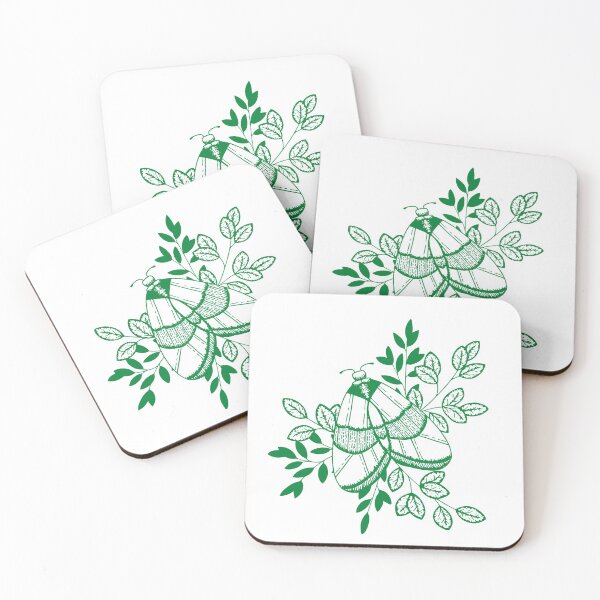 Item preview, Resting Green Moth on green leaves line drawing beautiful pattern for gifts & accessories designed and sold by OlsonPetDesigns.