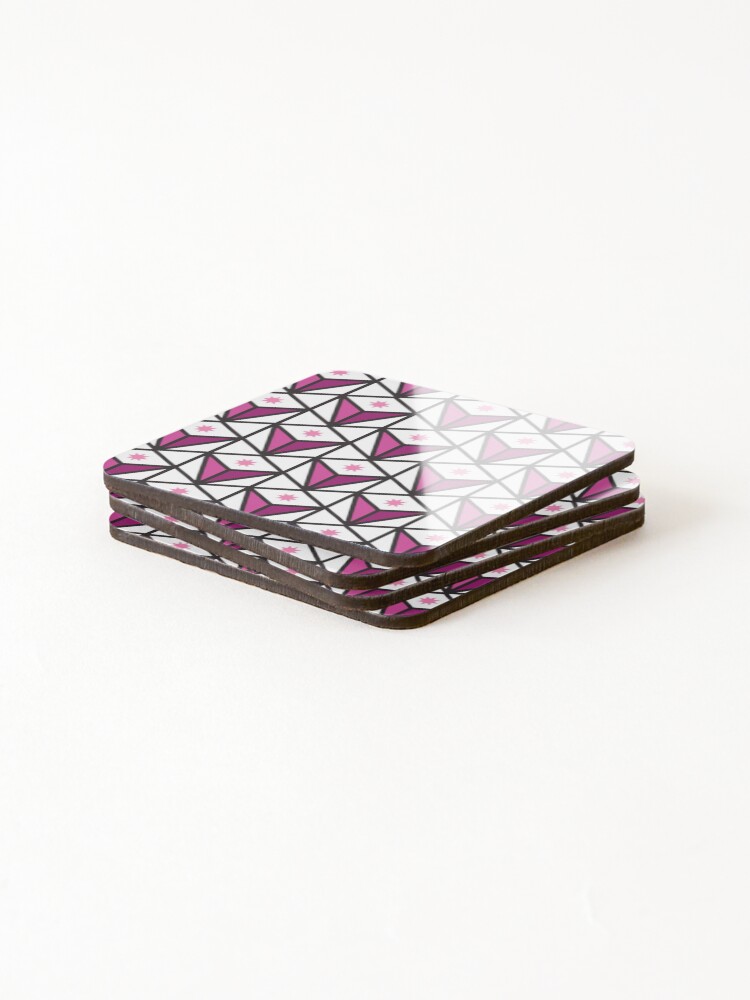 Thumbnail 4 of 5, Coasters (Set of 4), Reverse Pyramid Star Pattern – Fuchsia designed and sold by RoguePatterns.