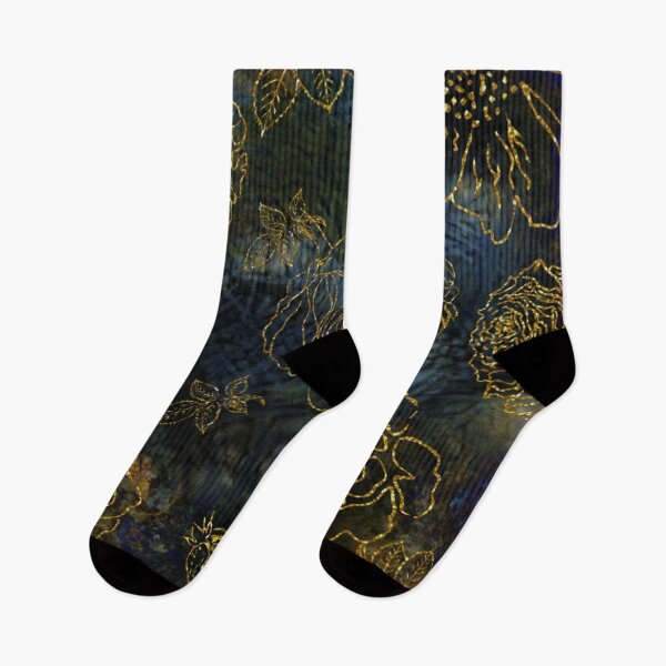 Item preview, Midnight Garden Botanical Big Gold Roses On Indigo Background designed and sold by IZiets.