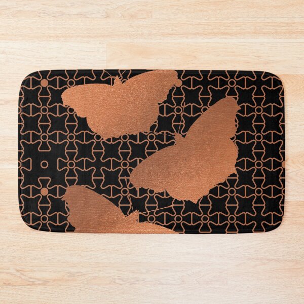Item preview, Butterfly on Buddleia rose gold on a geometric Buddleia pattern designed and sold by JillBusbyArt.