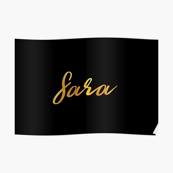 Letras del nombre de Sara en letras doradas falsas Póster