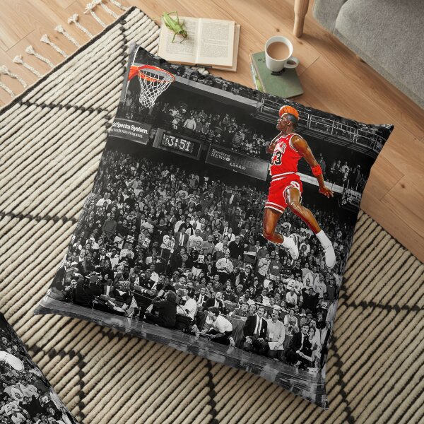 Toile d'art de mur d'affiche de Michael Jordan Dunk | Tristement célèbre ligne de lancer gratuit Dunk Coussin de sol