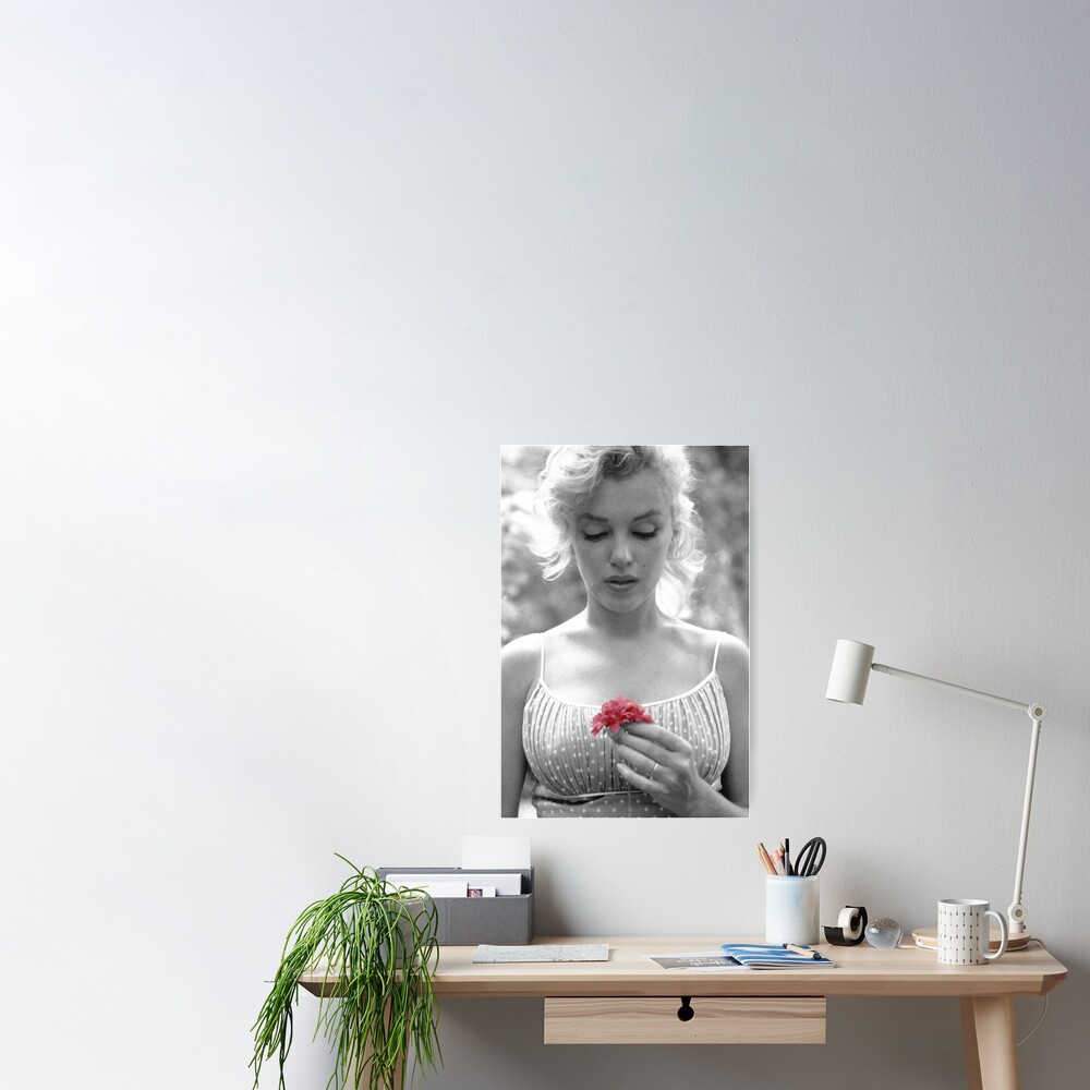 Marilyn Monroe Holding A Pink Flower Poster For Sale By Britishyank Redbubble 2239