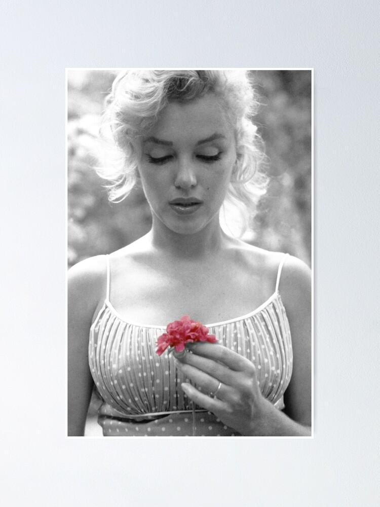 Marilyn Monroe Holding A Pink Flower Poster For Sale By Britishyank Redbubble 4992