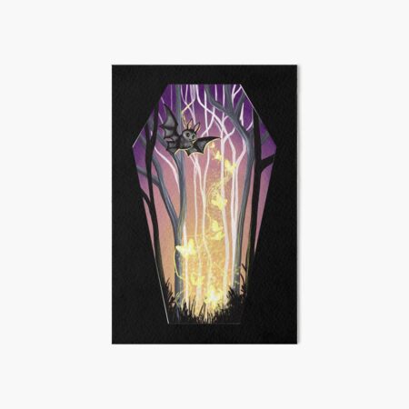 Bat in the woods coffin Art Board Print