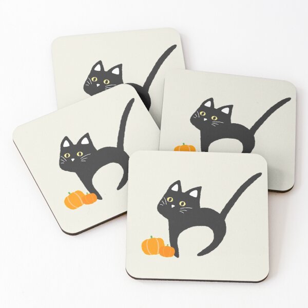 Item preview, Halloween Black Cat with Pumpkin Cute Simple Aesthetic Art Logo designed and sold by Marinaaa010.