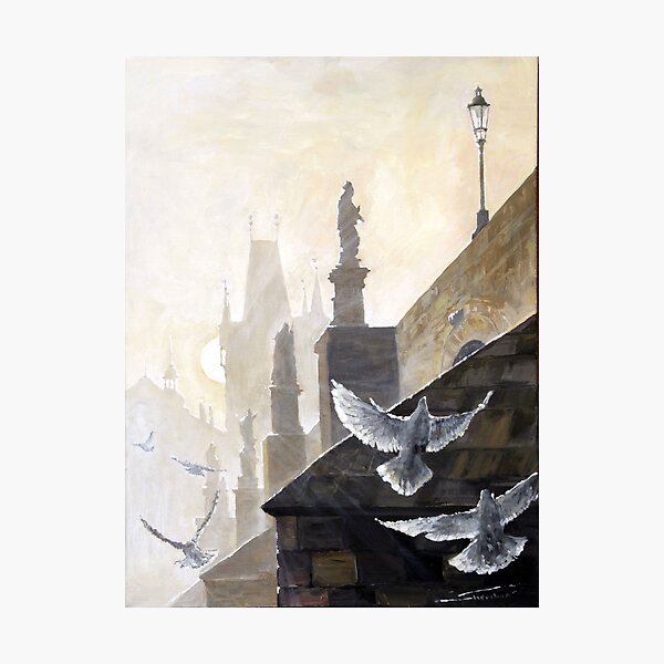 Prague Morning on the Charles Bridge Photographic Print